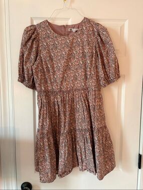 English Factory Mauve-Pink Floral Tiered Mini Dress